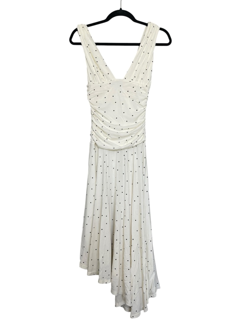 Express White Polka Dot Sleeveless Asymmetrical Midi Dress